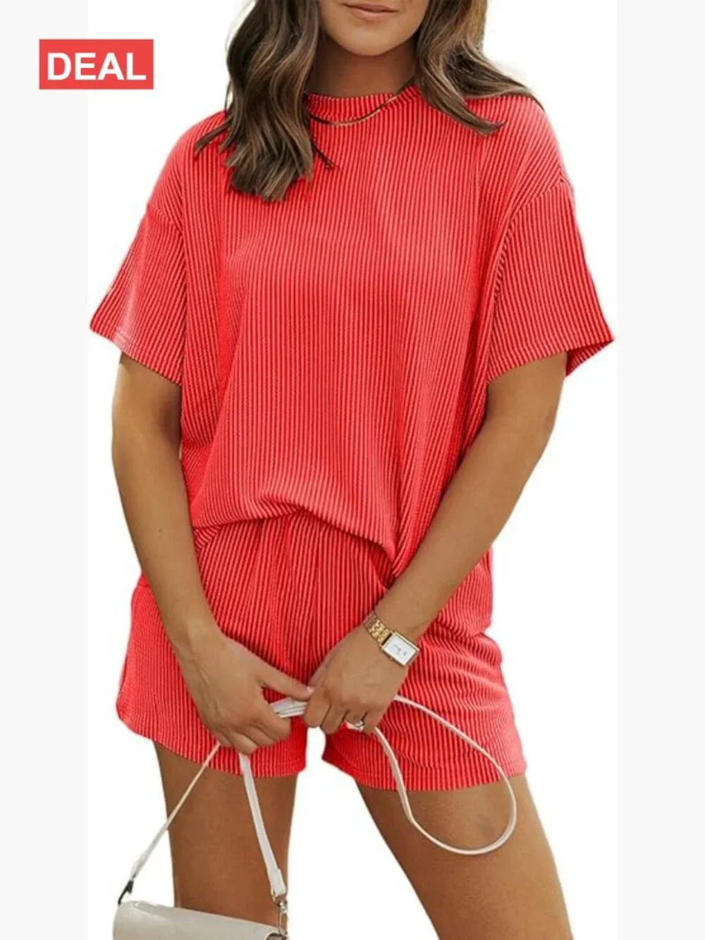 Women's 2 Piece Ribbed Knit Shorts Set Matching Lounge Set Summer Outfit